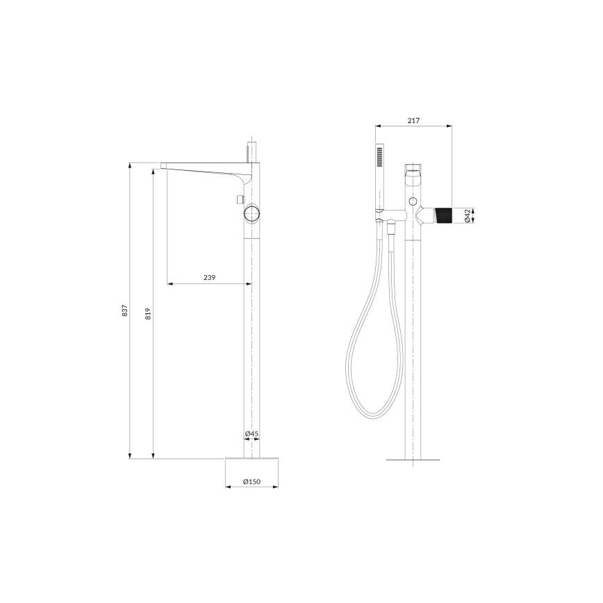 OMNIRES CT8033CR - Set vasca da bagno autoportante con miscelatore CONTOUR cromo lucido