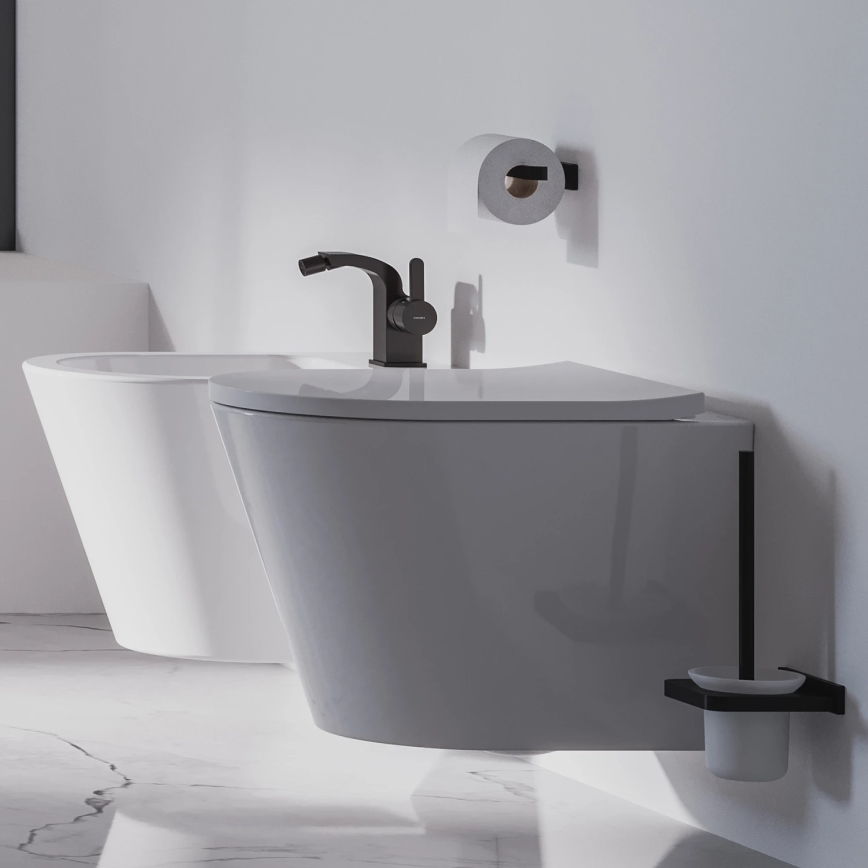 OMNIRES DA70620BL - Brosse de toilette à fixation murale DARLING semi-mat noir