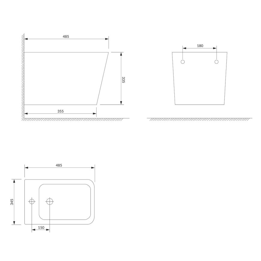 OMNIRES FONTANABIBP - Bidet a parete FONTANA ceramiche/bianco lucido