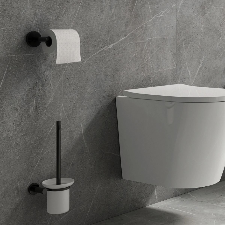 OMNIRES MP60620BL - Brosse de toilette à fixation murale MODERN PROJECT mat noir