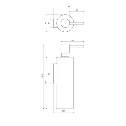 OMNIRES MP60721BL - Distributore di sapone a parete MODERN PROJECT 150 ml opaco nero