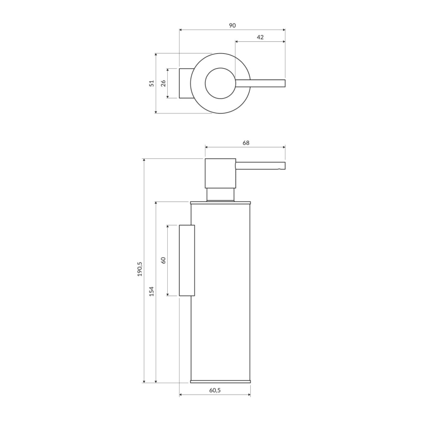 OMNIRES MP60721CR - Distributore di sapone a parete MODERN PROJECT 150 ml cromo lucido