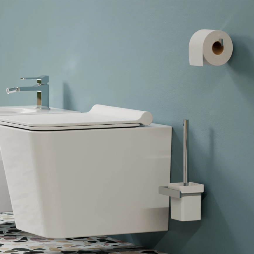 OMNIRES NL80620CR - Brosse de toilette à fixation murale NELSON chrome brillant