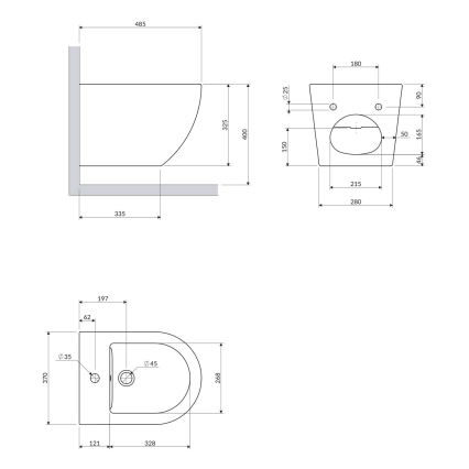 OMNIRES OTTAWABIBP - Bidet a parete OTTAWA ceramiche/bianco lucido