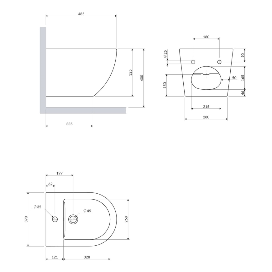 OMNIRES OTTAWABIBP - Bidet mural OTTAWA en céramique / blanc brillant