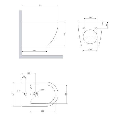 OMNIRES OTTAWACMBIBP - Bidet mural OTTAWA en céramique/blanc brillant