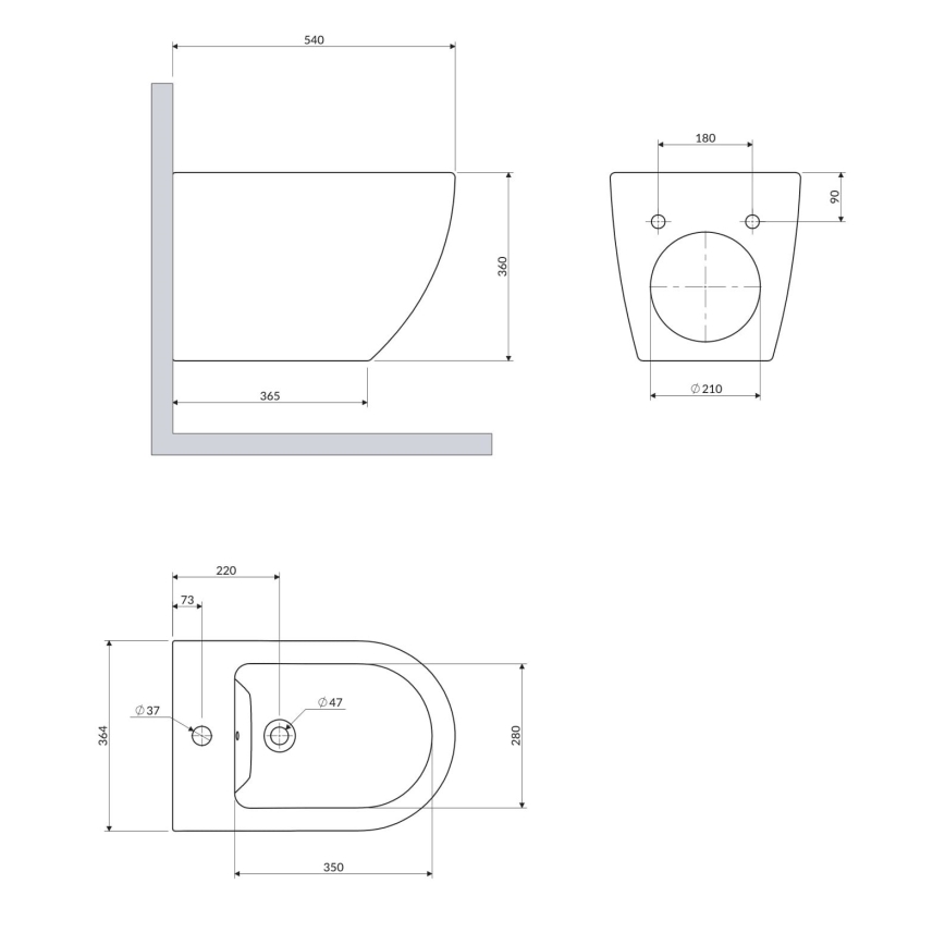 OMNIRES OTTAWACMBIBP - Bidet sospeso OTTAWA in ceramica, bianco lucido