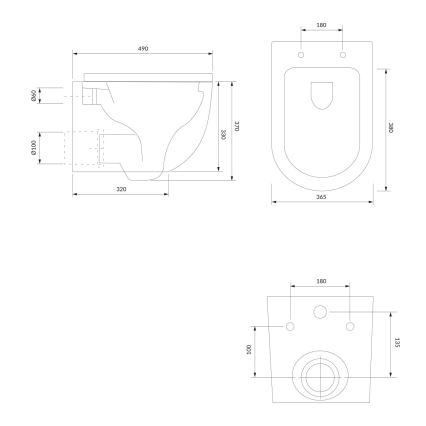 OMNIRES OTTAWAMWBM - WC a parete con sedile SoftClose OTTAWA ceramiche/bianco opaco