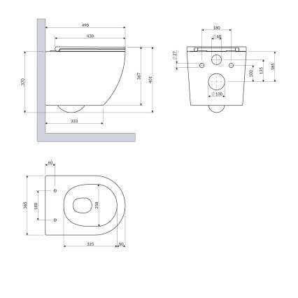 OMNIRES OTTAWASPXMWBM - WC suspendu OTTAWA avec abattant à fermeture amortie, céramique, blanc mat
