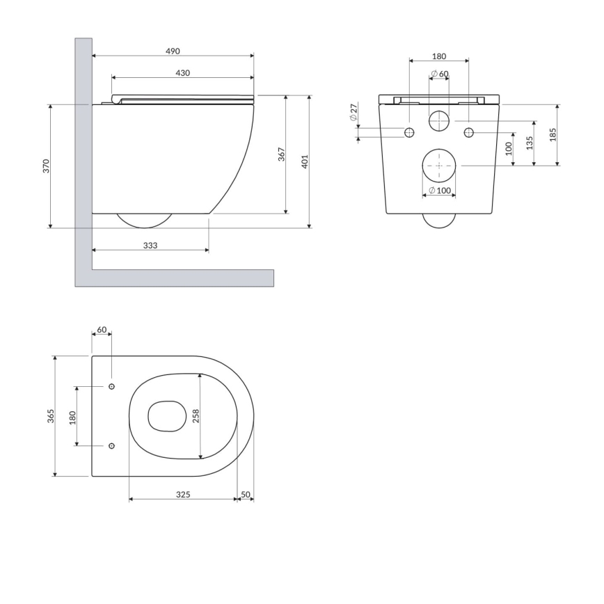 OMNIRES OTTAWASPXMWBM - WC suspendu OTTAWA avec abattant à fermeture amortie, céramique, blanc mat