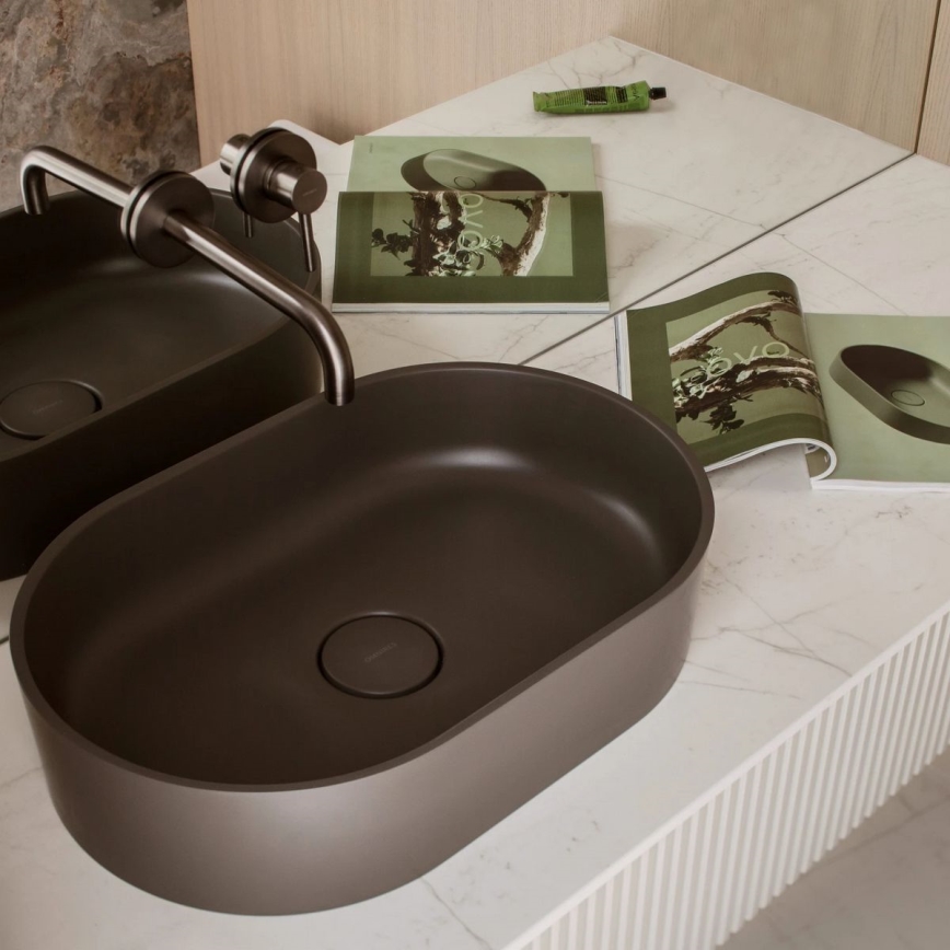OMNIRES OVOUNAG - Lavabo à poser OVO 55x36 cm dolomite/gris cendré mat
