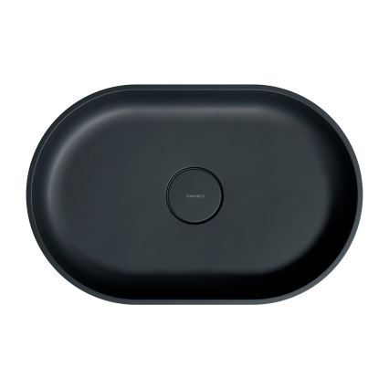 OMNIRES OVOUNBLV - Lavabo da appoggio OVO 55x36 cm dolomite/lava nero opaco