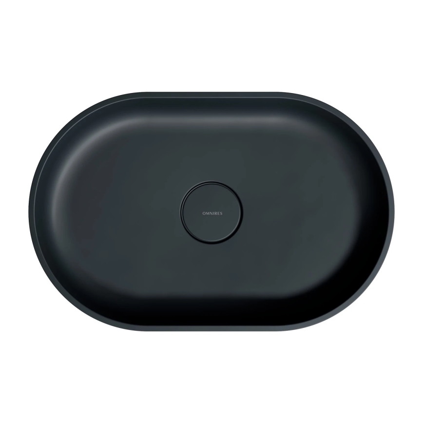 OMNIRES OVOUNBLV - Lavabo da appoggio OVO 55x36 cm dolomite/lava nero opaco