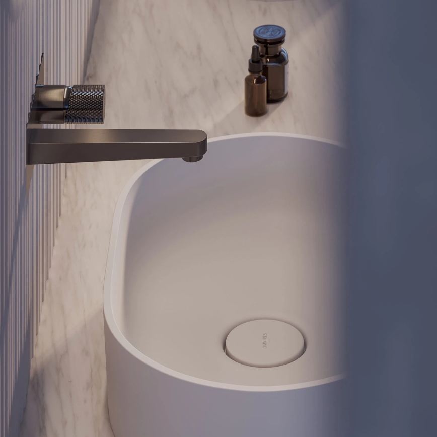 OMNIRES OVOUNBM - Lavabo da appoggio OVO 55x36 cm dolomite/bianco opaco