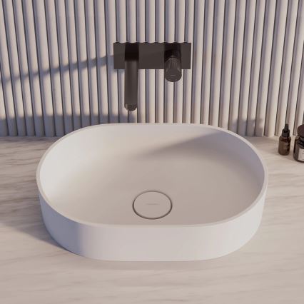 OMNIRES OVOUNBM - Lavandino da appoggio OVO 55x36 cmdolomit/bianco opaco