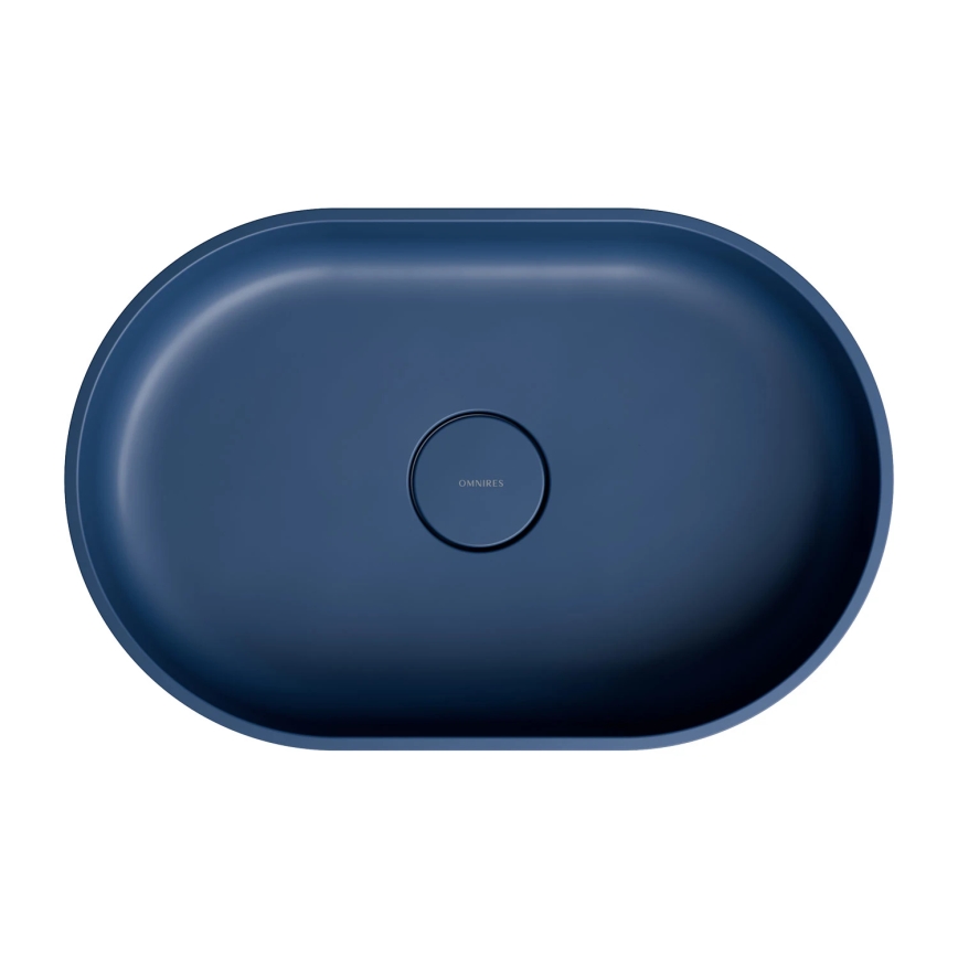 OMNIRES OVOUNMB - Lavandino da appoggio OVO 55x36 cm dolomite/opaco blu mezzanotte