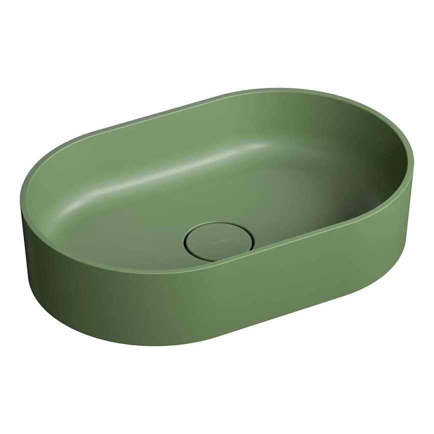 OMNIRES OVOUNOL - Lavabo da appoggio OVO 55x36 cm dolomite/oliva opaca