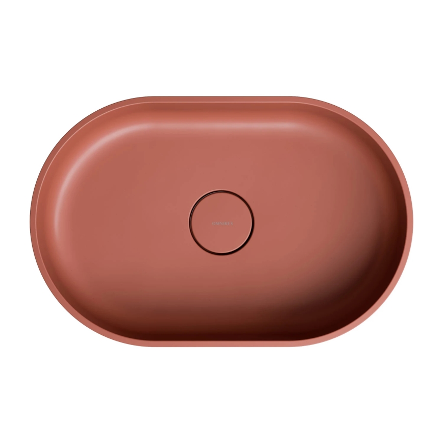 OMNIRES OVOUNTE - Lavandino da appoggio OVO 55x36 cm dolomite/opaco terracotta