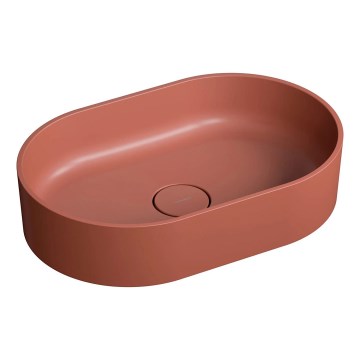 OMNIRES OVOUNTE - Vasque à poser OVO 55 x 36 cm en dolomite, finition terracotta mate