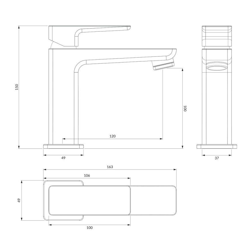 OMNIRES PM7410BL - Robinet de lavabo PARMA 15 cm mat noir