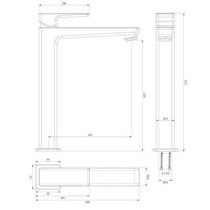 OMNIRES PM7412BL - Robinet de lavabo PARMA 27,3 cm mat noir