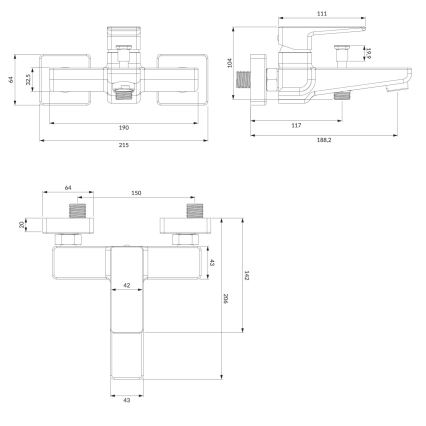 OMNIRES PM7430CR - Rubinetto vasca da bagno PARMA cromo lucido