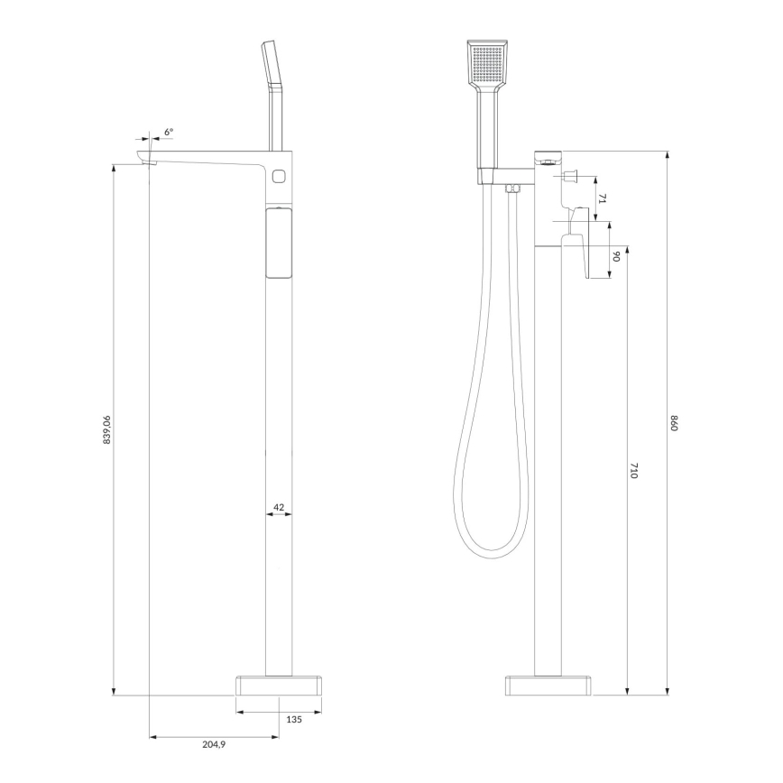 OMNIRES PM7433CR - Set vasca da bagno autoportante con miscelatore PARMA cromo lucido