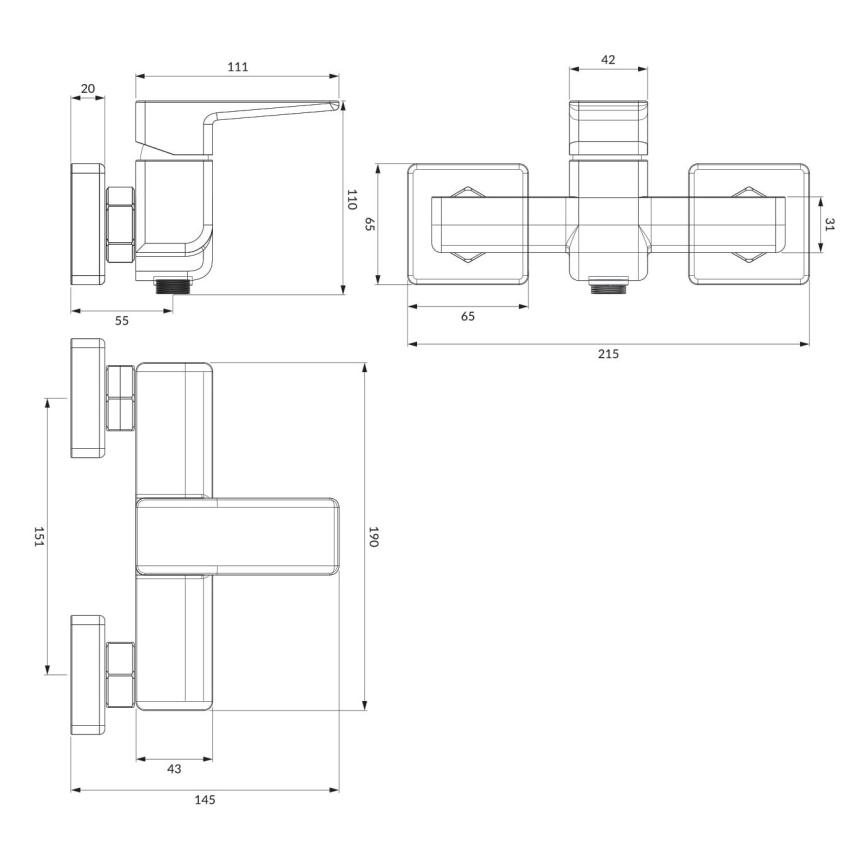 OMNIRES PM7440CR - Rubinetto doccia PARMA cromo lucido