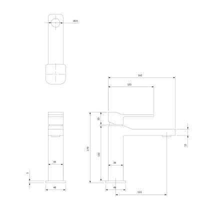 OMNIRES SL7710GR - Robinet de lavabo SLIDE 17 cm brossé graphite
