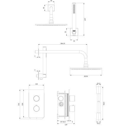OMNIRES SYSCT11CR - Set da doccia con rubinetto termostatico da incasso CONTOUR cromo lucido