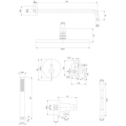 OMNIRES SYSY22XCR - Set doccia con rubinetto a incasso Y cromo lucido