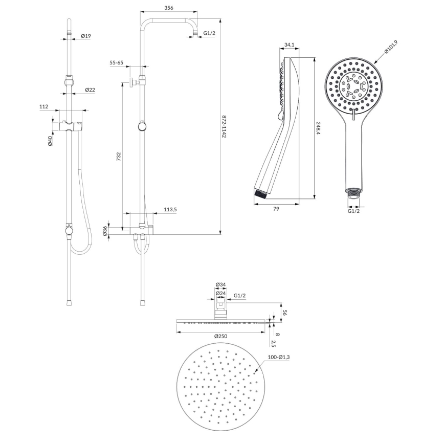 OMNIRES SYSYOSEMITELUXCR - Colonne de douche YOSEMITE chrome brillant