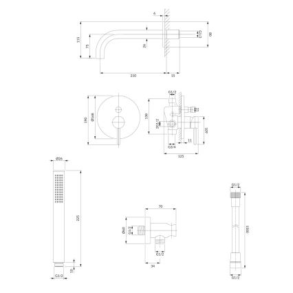 OMNIRES SYSYW01CR - Set da bagno con rubinetto a scomparsa Y cromo lucido