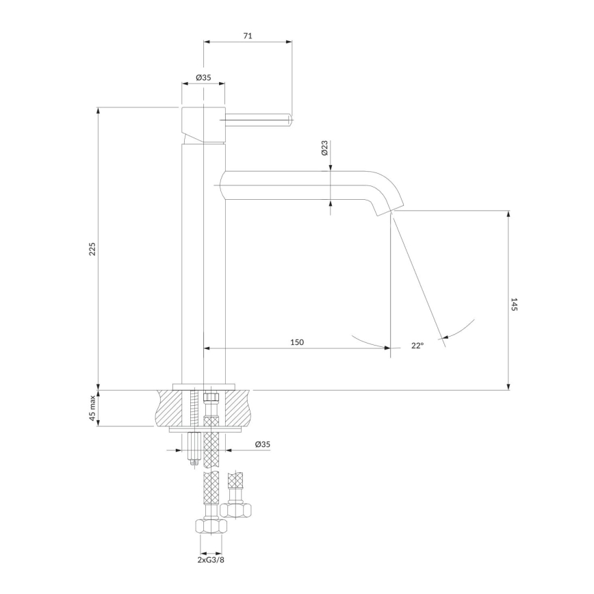 OMNIRES Y1212CCR - Robinet de lavabo Y 22,5 cm chrome brillant