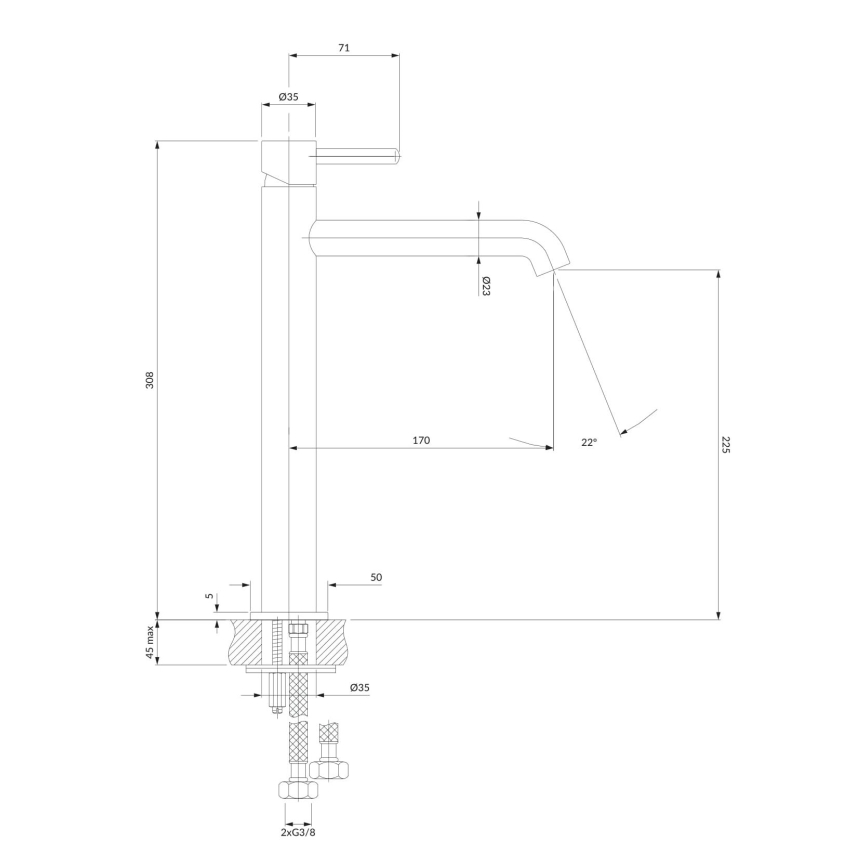OMNIRES Y1212CR - Robinet de lavabo Y 30,8 cm chrome brillant