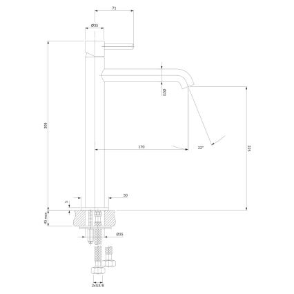 OMNIRES Y1212GLB - Robinet de lavabo Y 30,8 cm poli doré