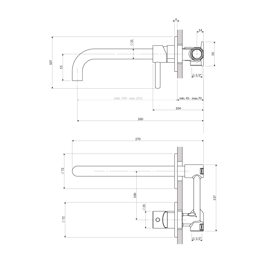 OMNIRES Y1215HLBL - Rubinetto lavabo per installazione incasso Y nero opaco