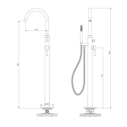 OMNIRES Y1233CR - Indipendente set da bagno con rubinetto Y cromo lucido