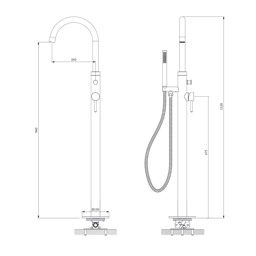 OMNIRES Y1233CR - Set vasca da bagno autoportante con miscelatore Y cromo lucido