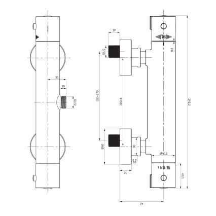 OMNIRES Y1246XCR - Rubinetto termostatico per doccia Y cromo lucido