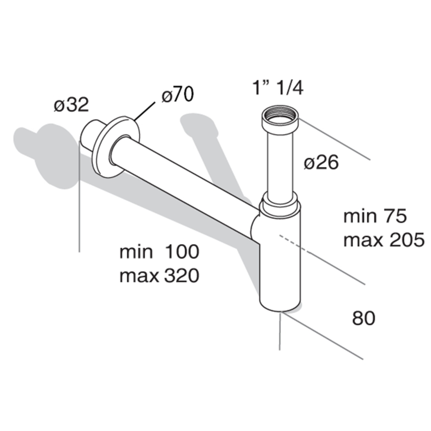 Omp tea - Siphon pour lavabo TEA MINITOTI, chrome brillant