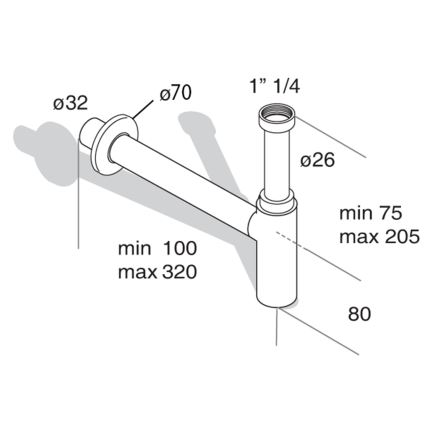 Omp tea - Waschbecken-Siphon TEA MINITOTI in glänzendem Chrom