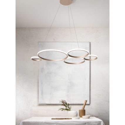 Ondaluce - Dimmbare LED-Kronleuchte mit Seilabhängung POIS LED/60W/230V goldfarben