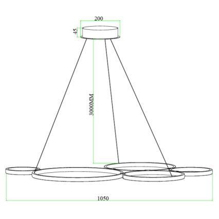 Ondaluce - Dimmbare LED-Kronleuchte mit Seilabhängung POIS LED/60W/230V goldfarben