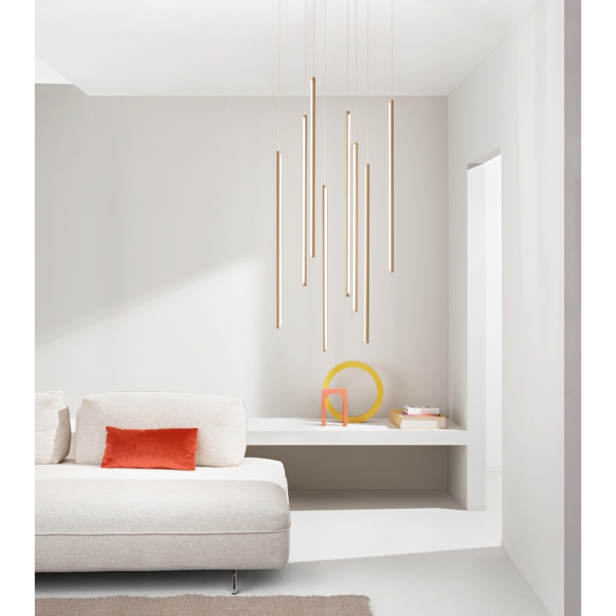 Ondaluce - Dimmbare LED-Pendelleuchte an Stahlseil GENIUS LED/12W/230V Ø 1,5 cm goldfarben