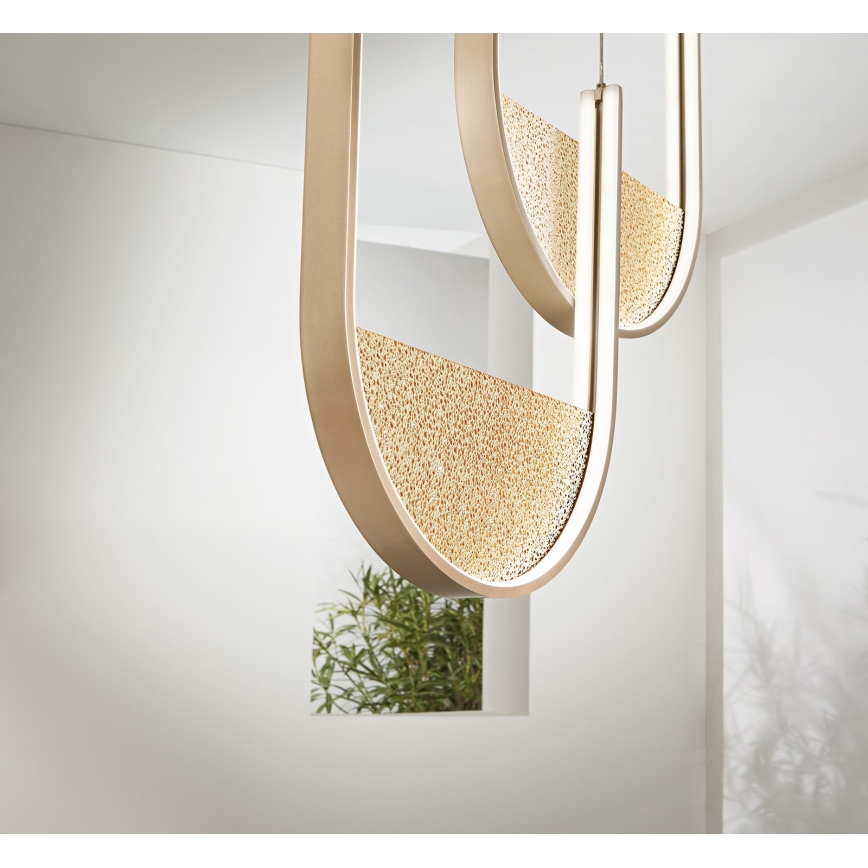 Ondaluce - dimmbare LED-Pendelleuchte an Stahlseil LOTUS LED/55W/230V goldfarben
