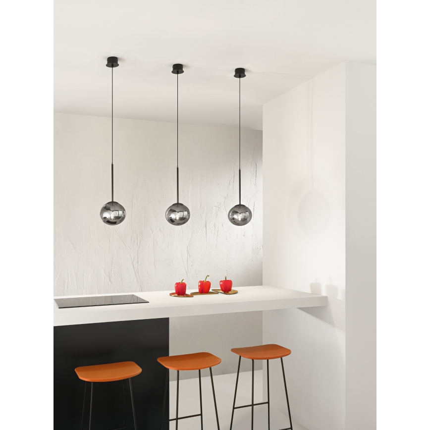 Ondaluce - Hängeleuchte JEWEL an Kabel 1xE14/10W/230V Ø 17 cm rauchschwarz