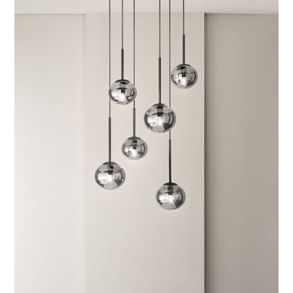Ondaluce - Hängeleuchte JEWEL an Kabel 1xE14/10W/230V Ø 17 cm rauchschwarz