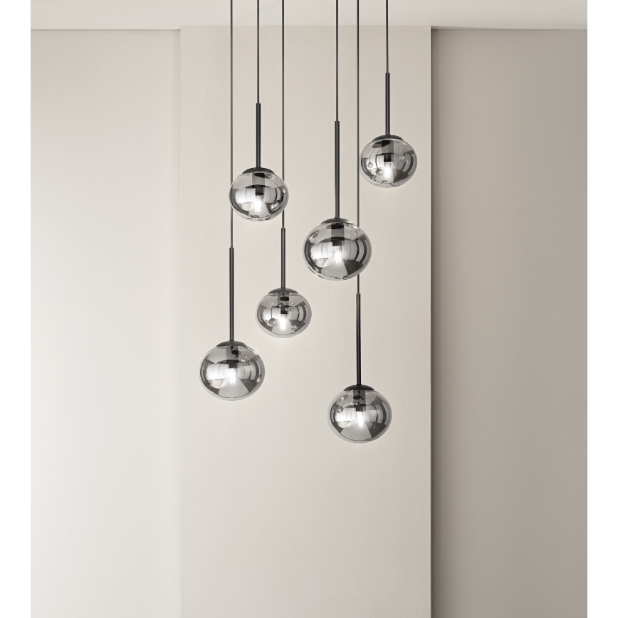 Ondaluce - Hängeleuchte JEWEL an Kabel 1xE14/10W/230V Ø 17 cm rauchschwarz