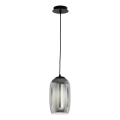 Ondaluce - Hängeleuchte mit Kabel BONNIE 1xE27/15W/230V Ø 15,5 cm schwarz/rauchschwarz